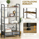 Libreria 4 Scaffali 2 Cassetti 64x27,5x121 cm in Acciaio e Truciolato-6