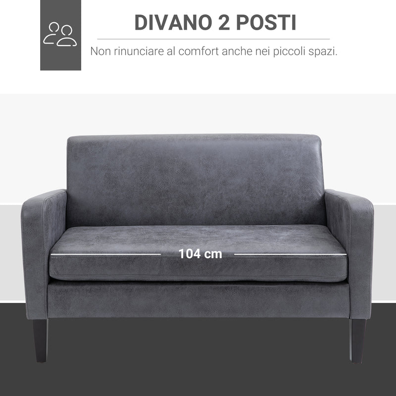 Divano 2 Posti 122x72x74 cm in Tessuto Grigio-4