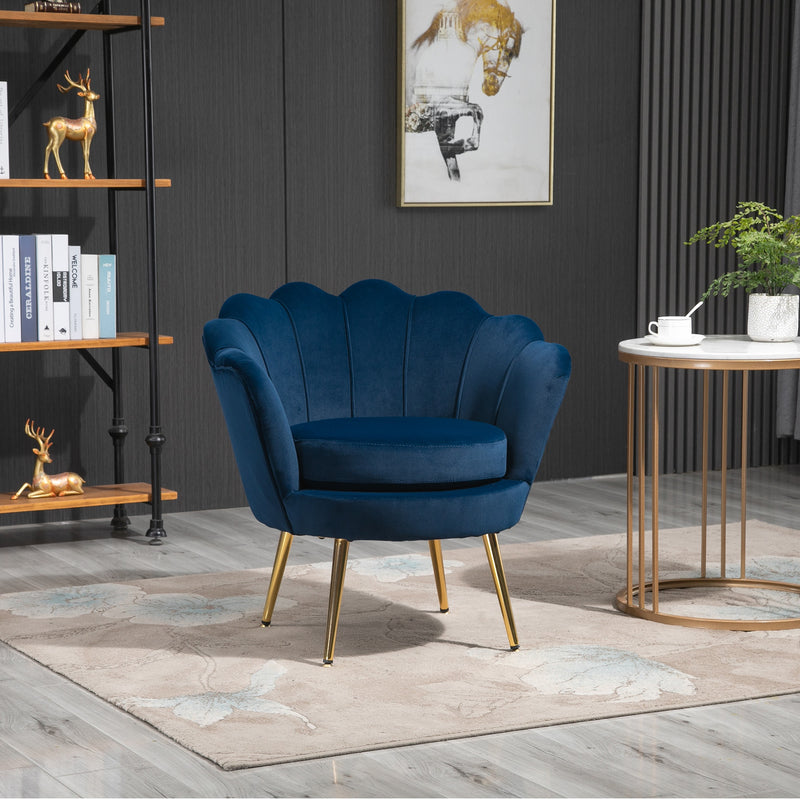 Poltrona Imbottita 76x67x74 cm in Tessuto Vellutato Blu – acquista su  Giordano Shop