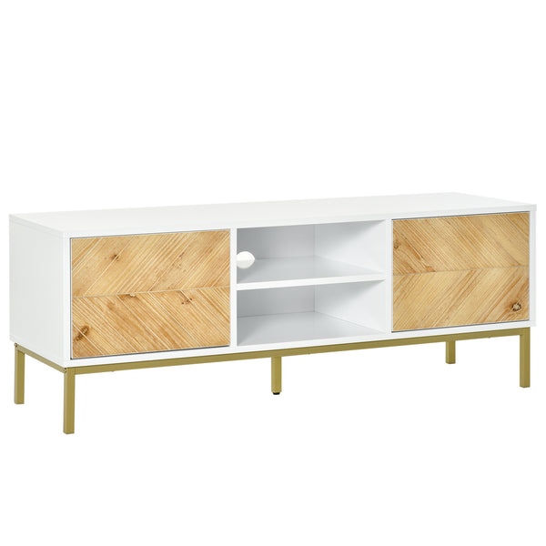 prezzo Mobile TV 2 Ante e Vano Centrale 120x40x44,6 cm in Legno Bianco e Oro