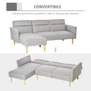 Divano Letto Angolare 207x107x60,5 cm con Penisola in Legno e Tessuto Grigio Chiaro-4