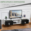 Mobile TV in Legno Truciolato e Metallo 140x30x42 cm Bianco e Nero-4