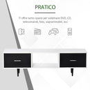 Mobile TV in Legno Truciolato e Metallo 140x30x42 cm Bianco e Nero-5