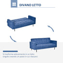 Divano Letto 3 Posti 187x91x85 cm in Tessuto Blu-4