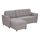 Divano Letto 3 Posti con Chaise Longue Contenitore 217x134x85 cm in Tessuto Effetto Lino Grigio-1