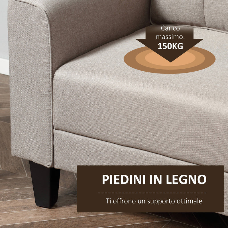 Poltrona 90x72x91 cm in Tessuto Effetto Lino Beige-7