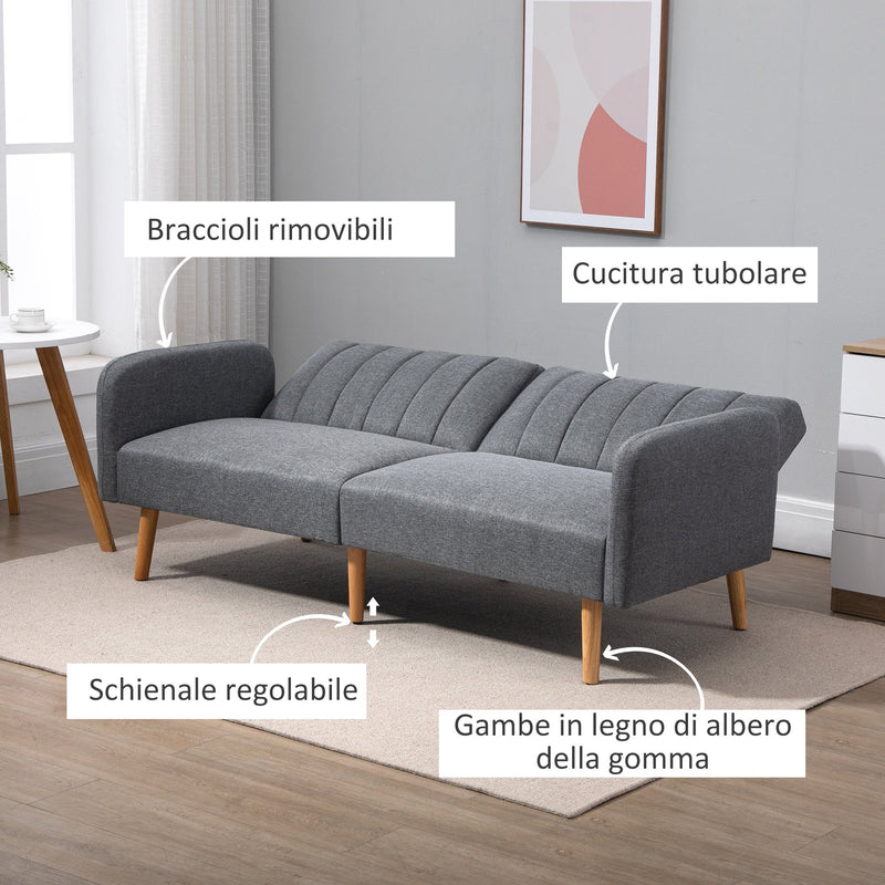 Divano Letto 2 Posti 173x75x73 cm in Tessuto Grigio – acquista su