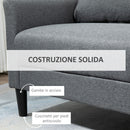 Divano 2 Posti 191x79x87 cm in Tessuto Effetto Lino Grigio-7