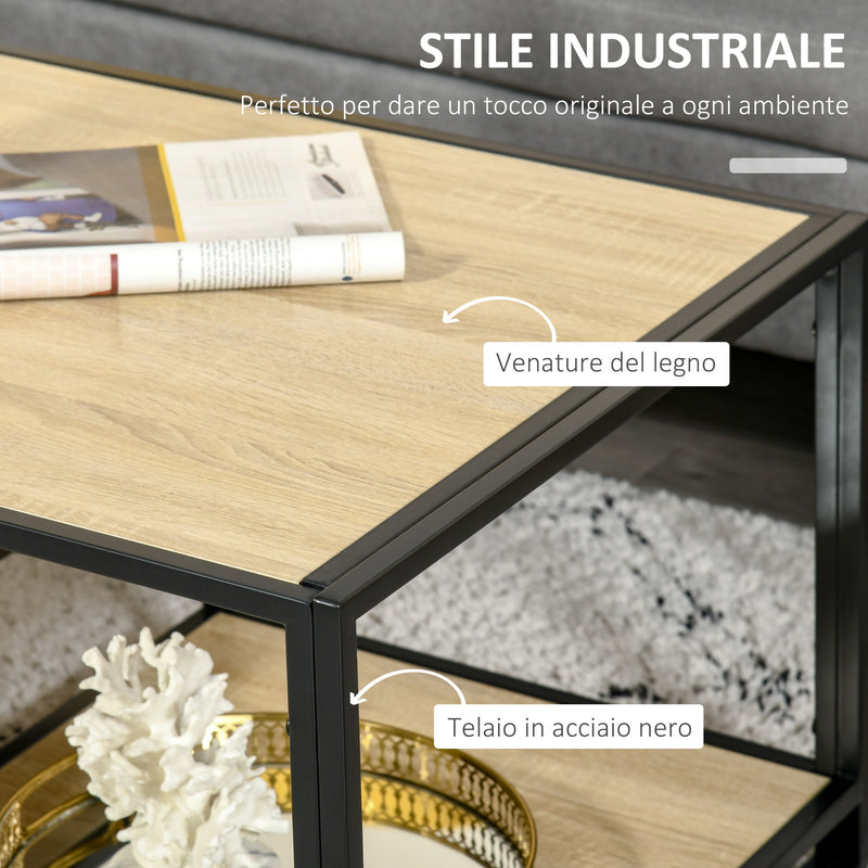 Tavolino da caffè con cassetti in mdf grigio e color legno