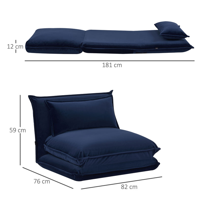 Poltrona da Pavimento 82x76x59 cm in Tessuto Effetto Velluto Blu Scuro –  acquista su Giordano Shop