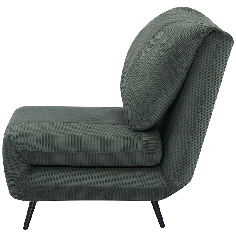 Poltrona Letto Singolo Trasformabile 82x89x83 cm in Legno e Acciaio Tessuto Velluto a Coste Verde-7