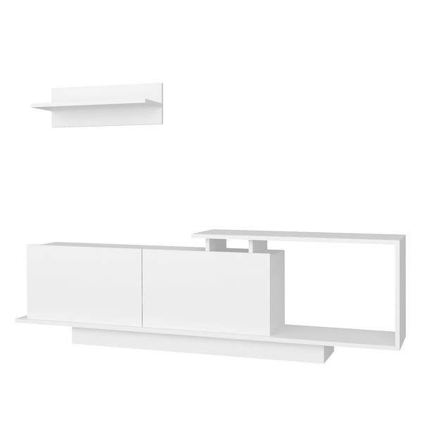 online Mobile Porta TV 180x29,6x45 cm con Armadietti e Mensola da Appendere in Legno Bianco