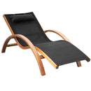 Lettino Prendisole Chaise Longue 165x72x86 cm in Legno e Tessuto a Rete Nero-1