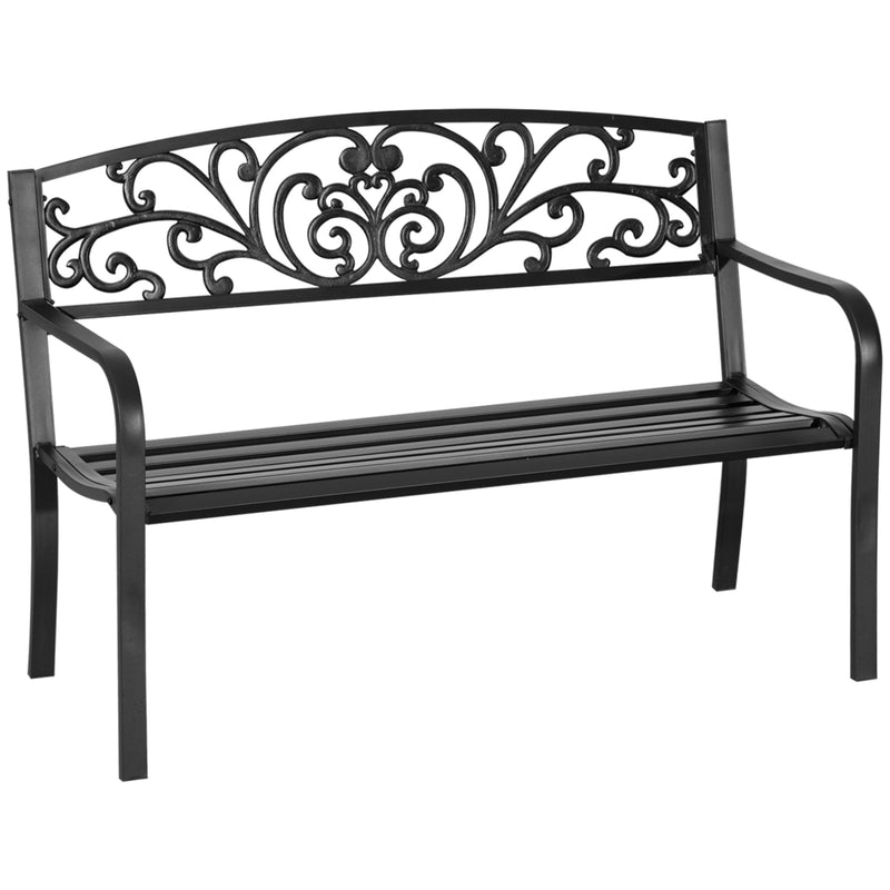 Panchina da Giardino 2 Posti 127x60x87 cm in Metallo Nero-1