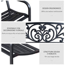 Panchina da Giardino 2 Posti 127x60x87 cm in Metallo Nero-3