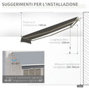 Tenda da Sole Avvolgibile a Parete 295x245 cm in Alluminio e Poliestere Grigio-5