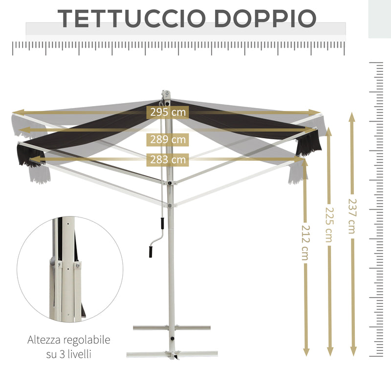 Tenda da Sole Autoportante 2,95x2,94 cm in Metallo e Poliestere Grigia-4