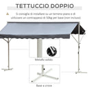 Tenda da Sole Autoportante 2,95x2,94 cm in Metallo e Poliestere Grigia-7