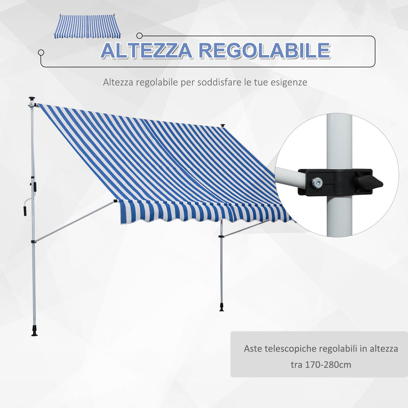 Tenda da Sole a Muro 300x150 cm in Metallo e Poliestere Blu e Bianco – acquista  su Giordano Shop