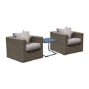 Set Salotto da Giardino in Rattan Sintetico 2 Poltrone e Tavolino Grigio -3