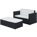 Set Salotto da Giardino in Rattan Sintetico Divano e Poggiapiedi con Cuscini Nero -1