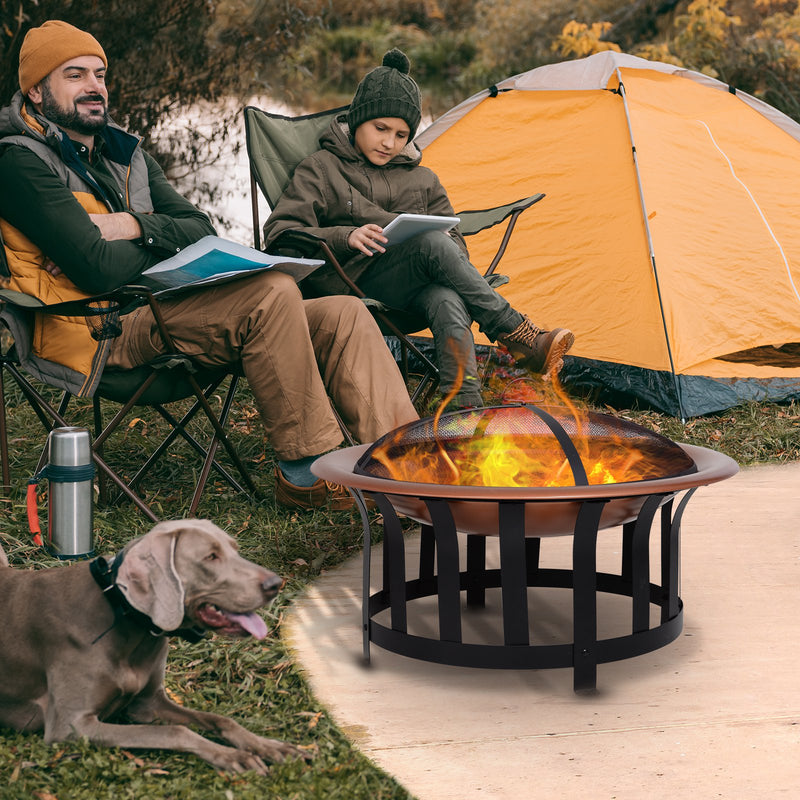 Braciere da Esterno in Acciaio Ø76x48 cm con Accessori  CampFire-2