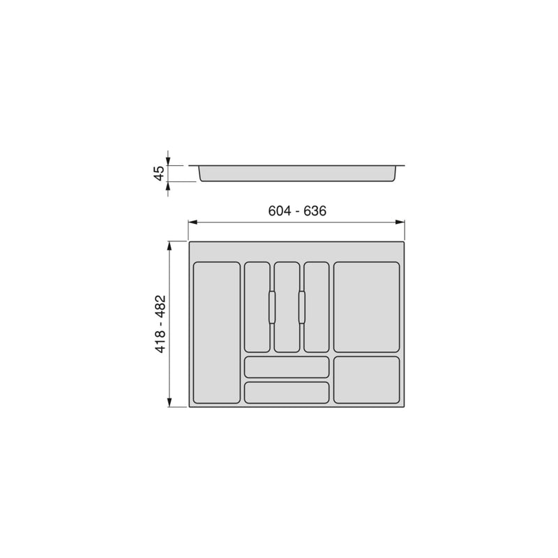 Portaposate per Cassetti 70 cm in Plastica Emuca Optima Grigio