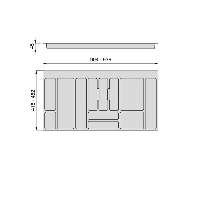 Portaposate per Cassetti 70 cm in Plastica Emuca Optima Grigio