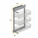 Carrello Estraibile per Moduli Inferiori Cucina da 300 a 480 mm in Acciaio Emuca Brillo Cromato-3