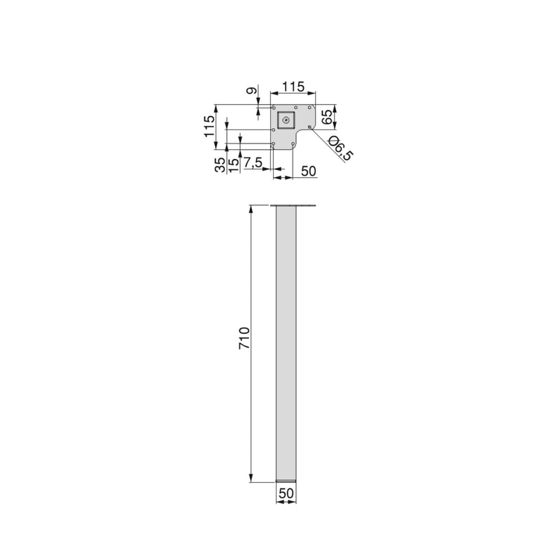 Set 4 Gambe Tavolo 50x50 mm in Acciaio Emuca Bianco-2