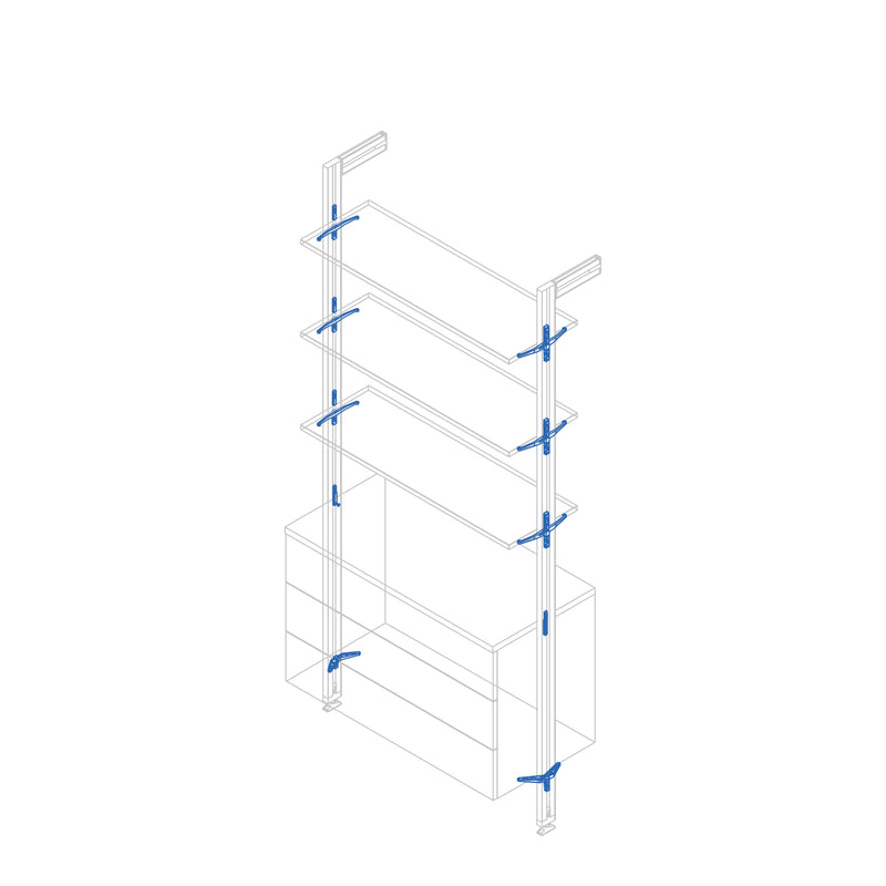 Kit zero di supporti per mensole in legno, modulo e barra