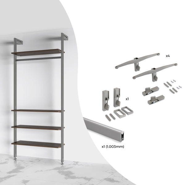 Kit Supporti per Mensole e Appendiabiti in Legno e Alluminio Emuca Zero Grigio Pietra sconto