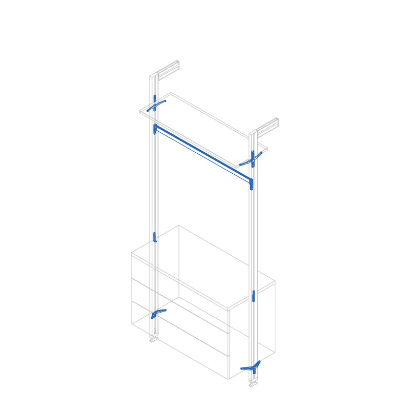 Kit Supporti per Mensole e Appendiabiti in Legno e Alluminio Emuca Zero Grigio Pietra-3