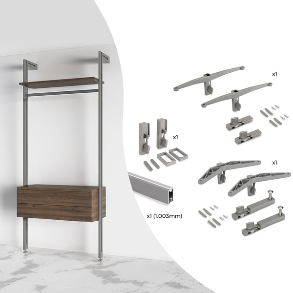 Kit Supporti per Mensole e Appendiabiti in Legno e Alluminio Emuca Zero Grigio Pietra sconto