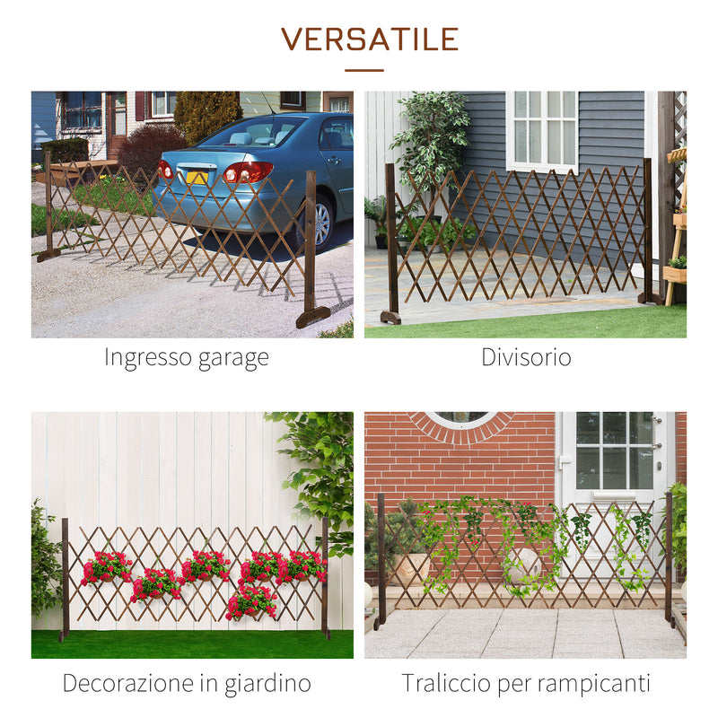 Recinzione da Giardino con Larghezza Regolabile 37-225 cm in Legno Effetto Carbonizzato-7