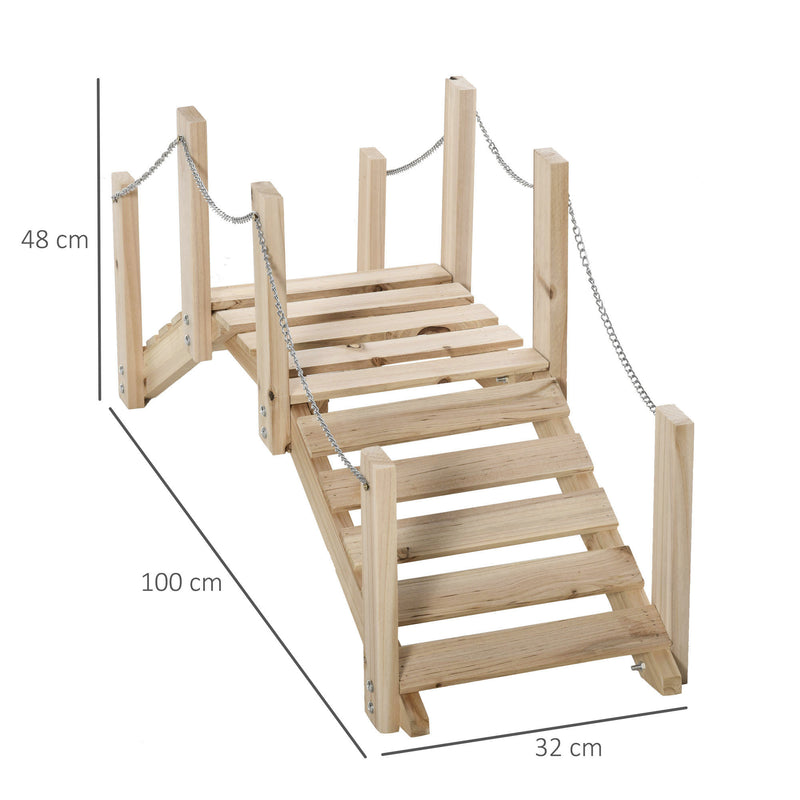 Portapiante Fioriera da Giardino 100x32x48 cm a Forma di Ponte in Legno-3