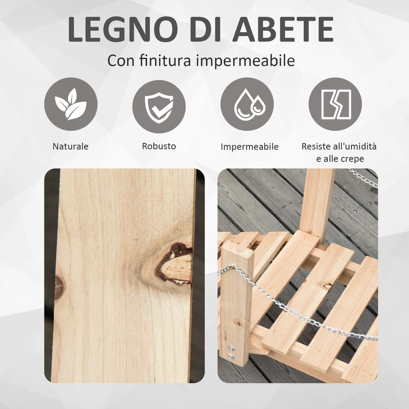 Portapiante Fioriera da Giardino 100x32x48 cm a Forma di Ponte in Legno-5