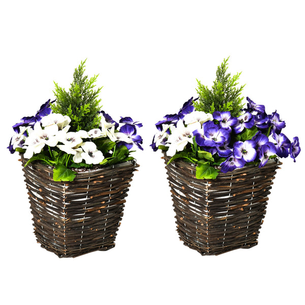 Vaso Fiori Finti di Phalaenopsis H45 cm Pianta Finta Fiori Viola e Bianchi sconto