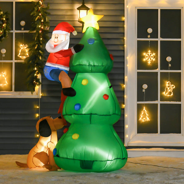 Albero di Natale Gonfiabile 180 cm con Babbo Natale Cagnolino e Luci LED prezzo