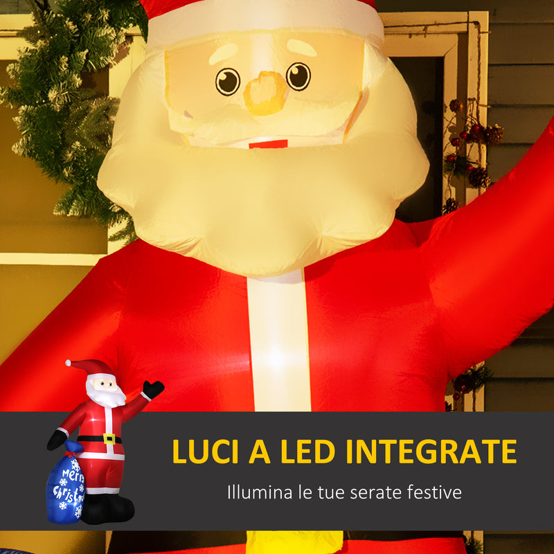 Babbo Natale Gonfiabile Luminoso 146x77x238 cm con Luci LED