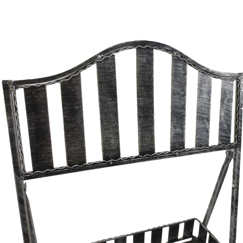 Portapiante Scaffale 2 Ripiani in Alluminio Anticato Nero 41.5x27.5x88 cm -4