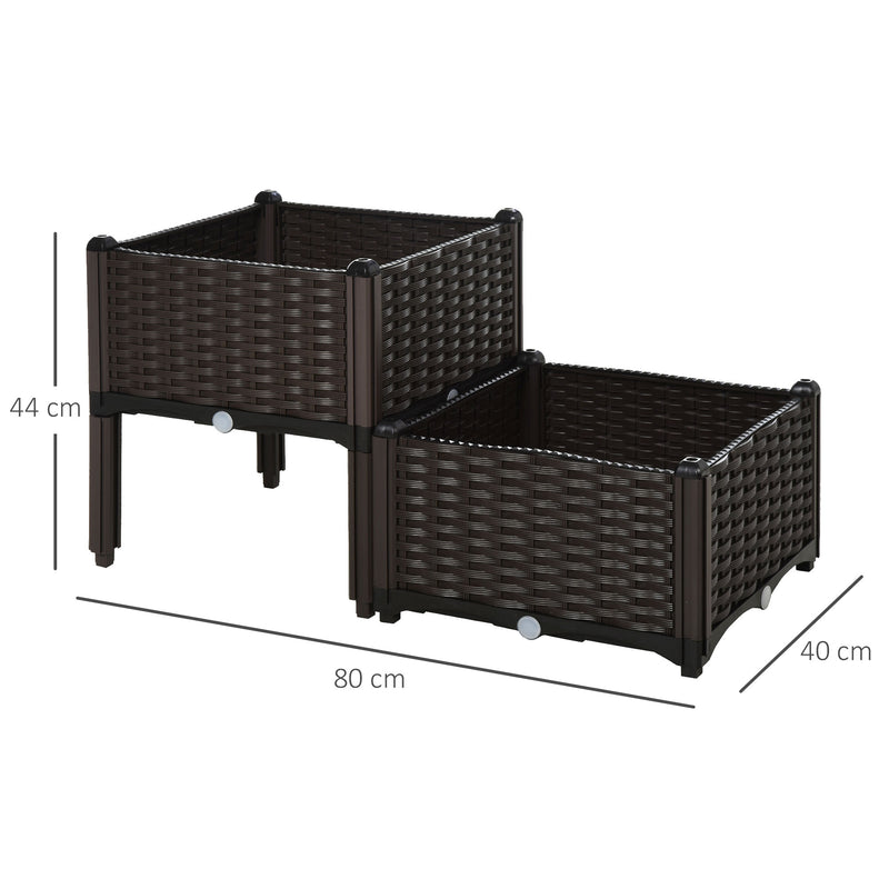 Set 2 Pezzi Fioriera da Esterno Componibile in Polyrattan 40x40x44 cm Flowless-3