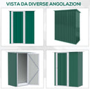 Casetta Box da Giardino Porta Utensili 142x84x189 cm in Acciaio Impermeabile Verde Scuro-7