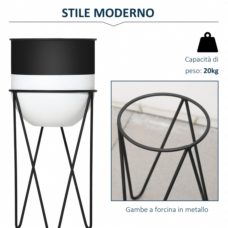 Set 2 Fioriera porta vaso in metallo da interno ed esterno moderno 