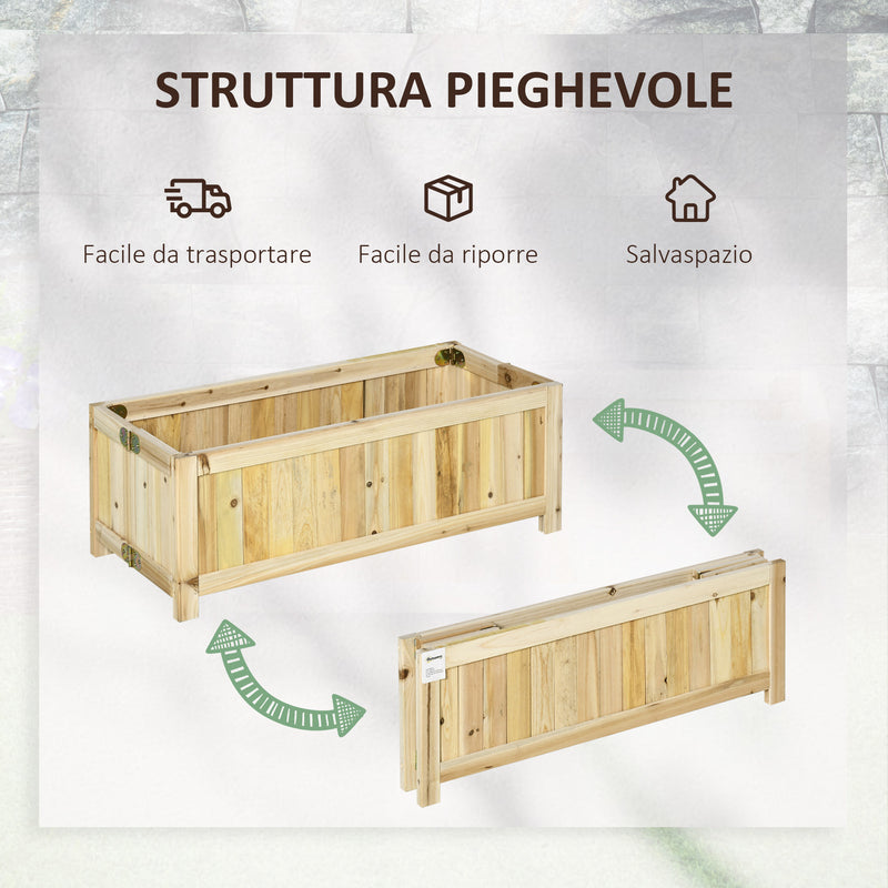 Fioriera Pieghevole 70x30x25 cm con Base Drenante in Legno Naturale-4