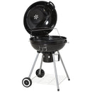 Barbecue a Carbone Carbonella Coperchio Termometro e Doppia Griglia in Metallo Nero -1