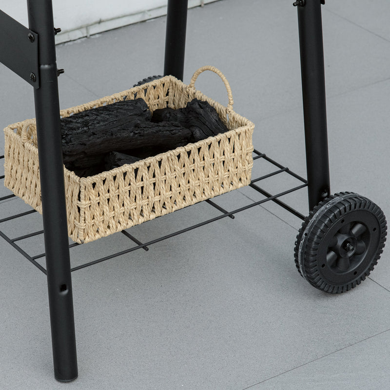 Barbecue a Carbone Carbonella 68x63x102 cm con Coperchio in Metallo Nero-8