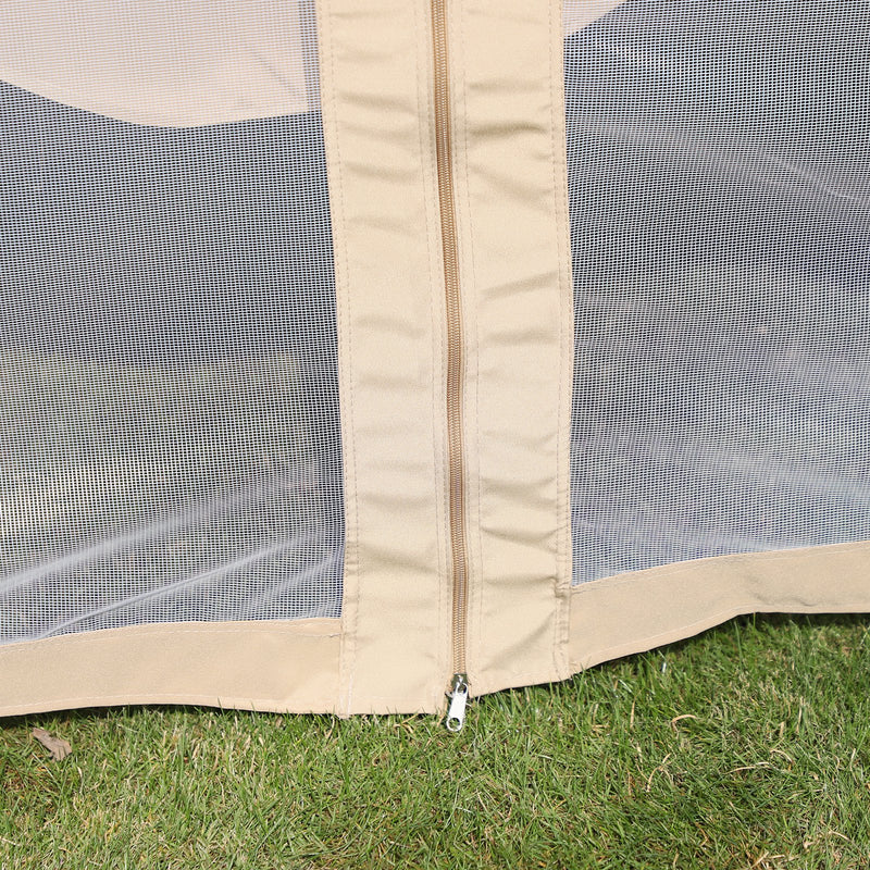 Dondolo da Giardino 3 Posti con Gazebo e Zanzariera 206x119x207 cm  Beige-10