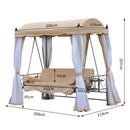 Dondolo da Giardino 3 Posti con Gazebo e Zanzariera 206x119x207 cm  Beige-3