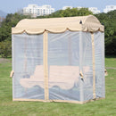 Dondolo da Giardino 3 Posti con Gazebo e Zanzariera 206x119x207 cm  Beige-6